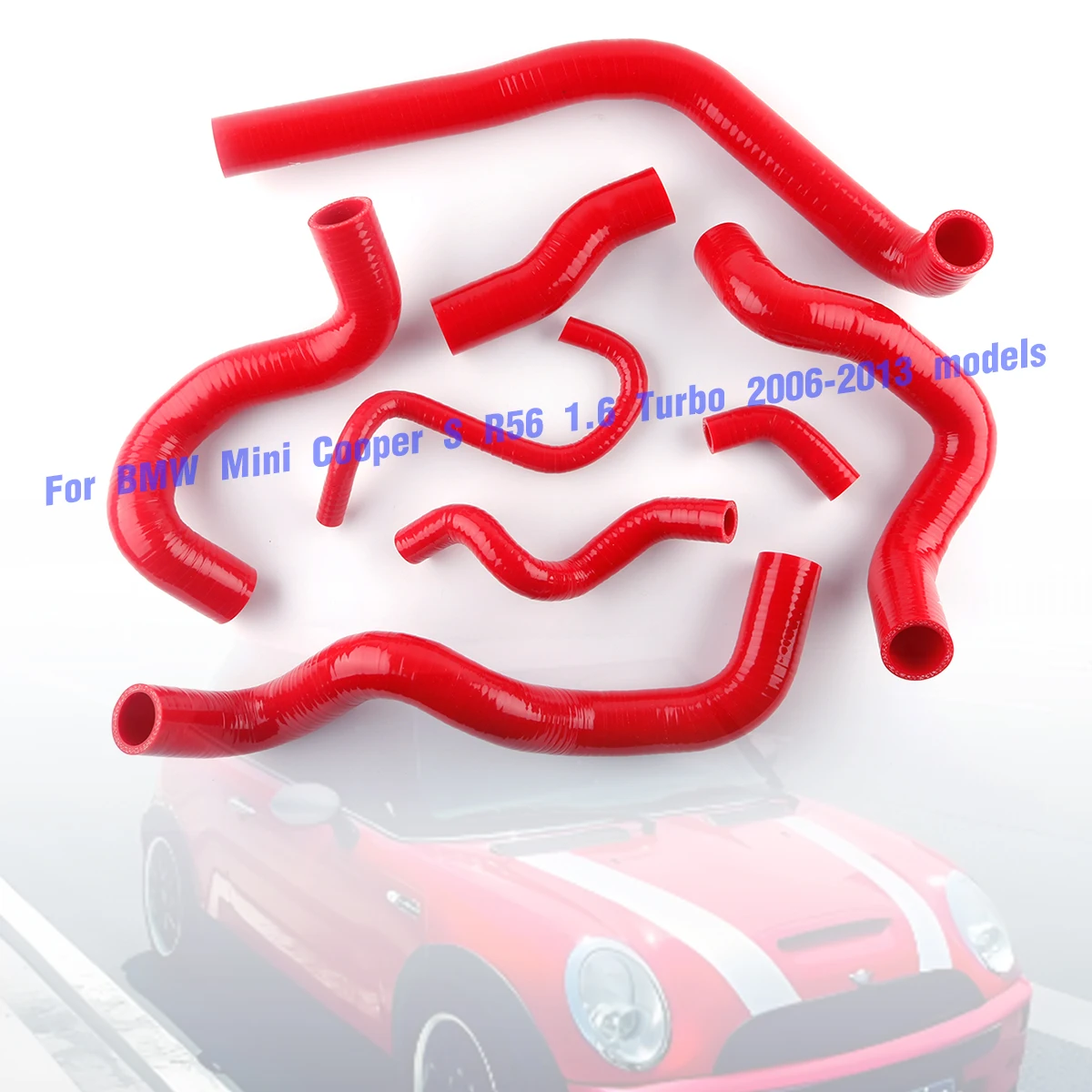 

8pcs Red For 2006-2013 BMW Mini Cooper S R56 1.6L 16V Turbo Silicone Radiator Hoses Tubes Kit Piping