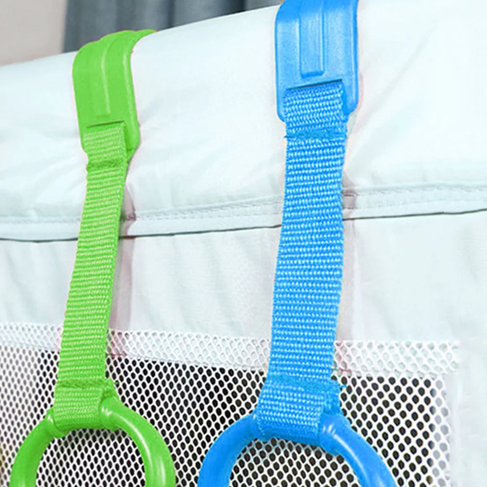 4Pcs Baby Walking Assistant Pull Up Rings Crib Cot Hanging Handle Toddler Learning Tool Baby Pull Up Rings Hanging Ring