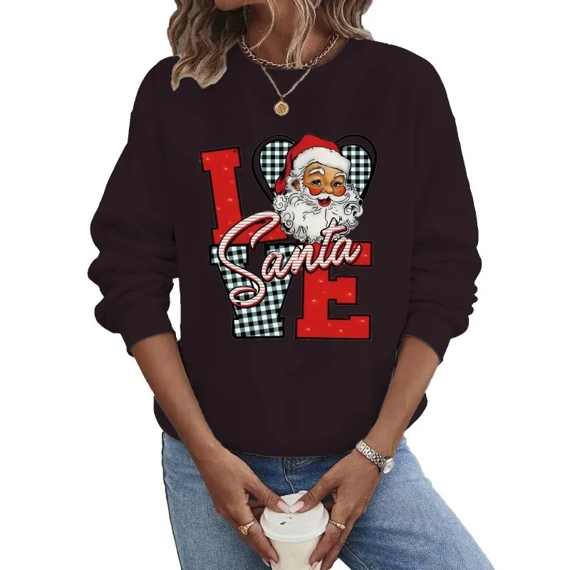 Round Neck Guard Europe and The United States Christmas Long Sleeves Hot Selling Christmas Love Letter Printing Sweatshirt