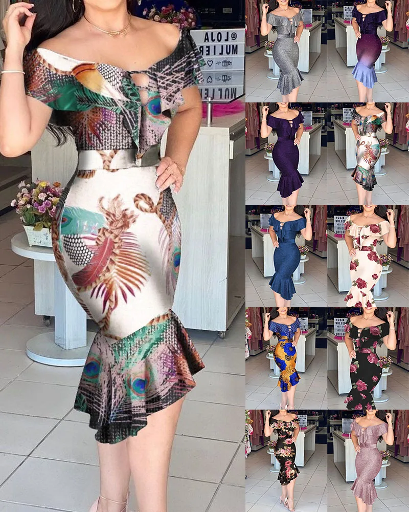 

Sexy V-Neck Hollow Out Elegant Mini Dresses Women Summer Sleeveless Ruffle Print Ladies Party Dress Fashion Streetwear Vestidos