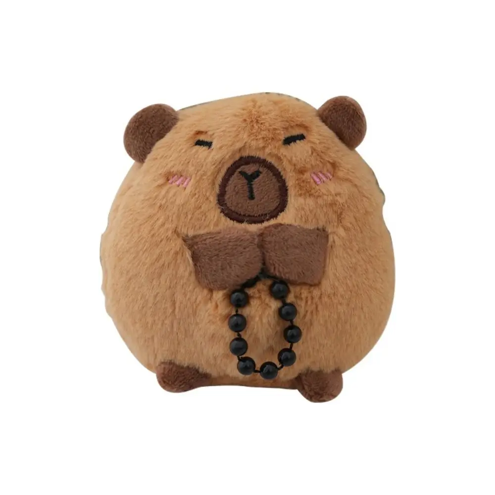 Beads Capybara Plush Keychain Animal Furry Cartoon Capybara Bag Pendant Brown Backpack Decor Small Capybara Plush Toy