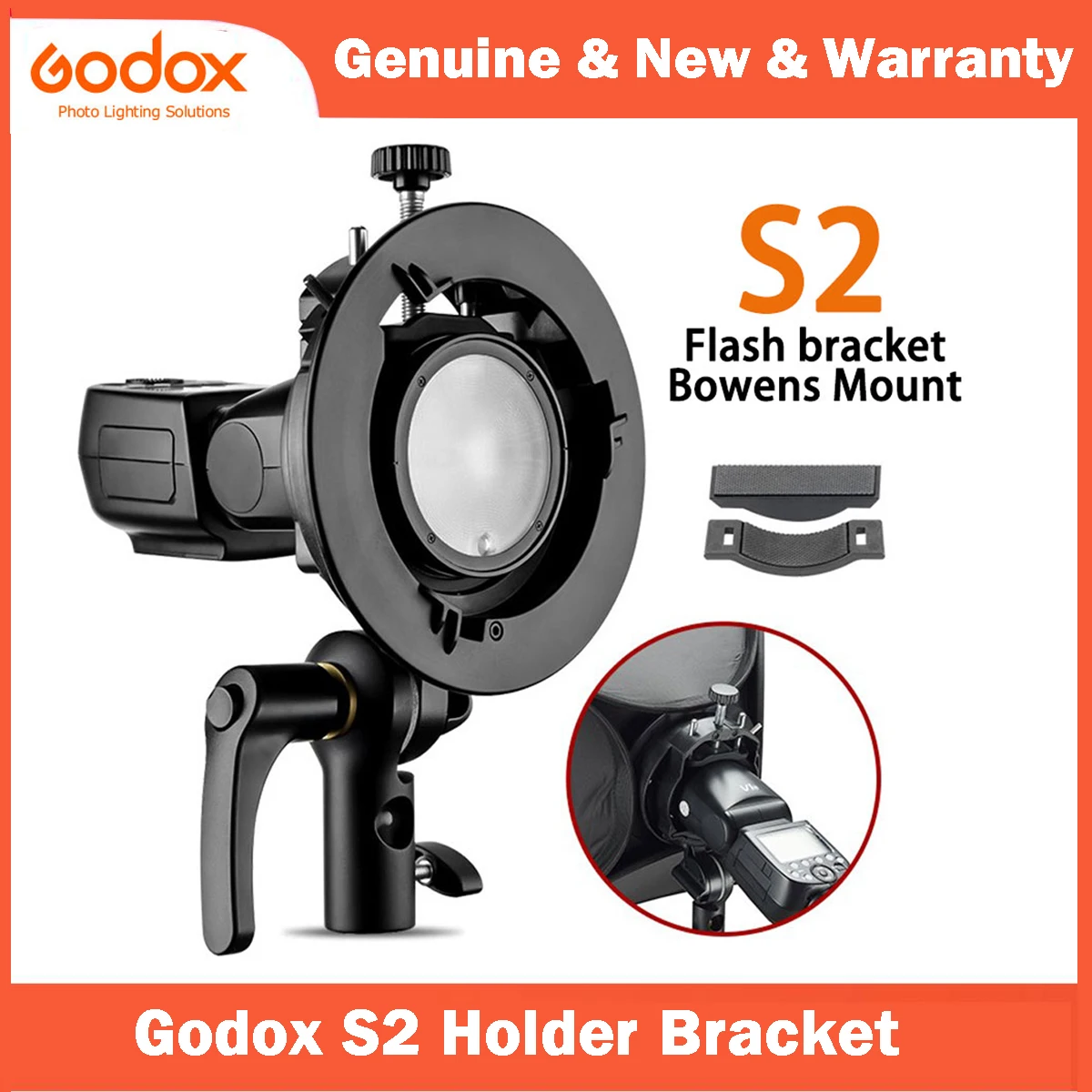 Godox S2 Bowens Mount Flash S-type Holder Bracket for Godox V1 Pro V860III AD200 Pro AD400PRO Speedlite Flash Snoot Softbox