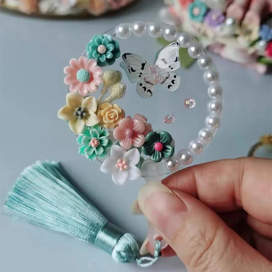 50Pcs Cute Mini Transparent Fan Acrylic Blanks Sheet DIY Concert Craft Supplies Child Handmade Material Wedding Party Favors