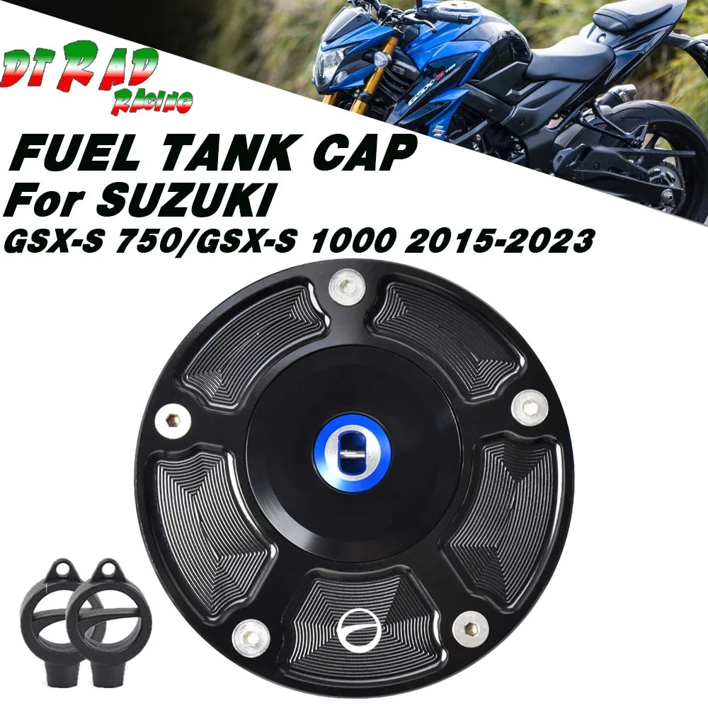 

Motorcycle Fuel Filler Cover Lockable Gasoline Plug + 2 Keys For SUZUKI GSX-S 750/1000 2015-2023 CNC Airbox Oil Gas Cap