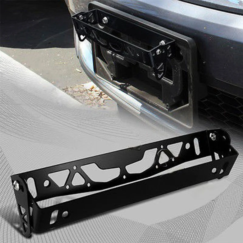 1PC Car License Plate Frame Universal Aluminum Power Racing Styling Rotating Number License Plate Frames Tag Holder Adjustable