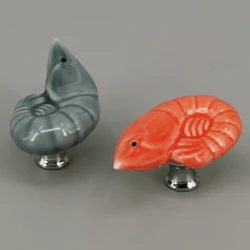 Shrimp Shape Ceramic Knob Porcelain Drawer Dresser Knobs Furniture Hardware Cabinet Cupboard Pull Handles