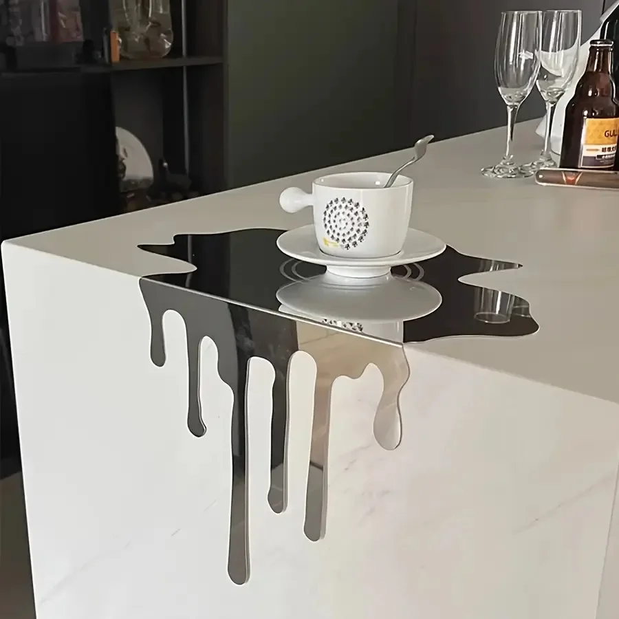 

Minimalism Stainless Steel Flowing Water Droplet Decoration Reflective Surface Artwork Desktop Decoration Home Decoration