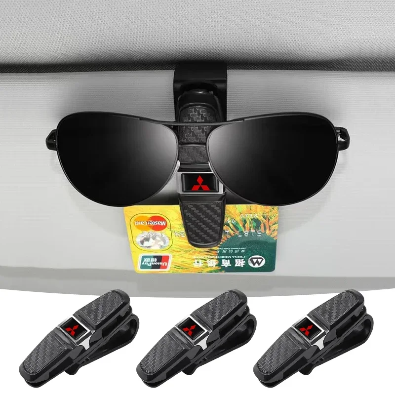 Car Glasses Case Auto Sun Visor Glasses Holder Sunglasses Clip For Mitsubishi Eclipse Lancer Outlander Pajero ASX Colt Space