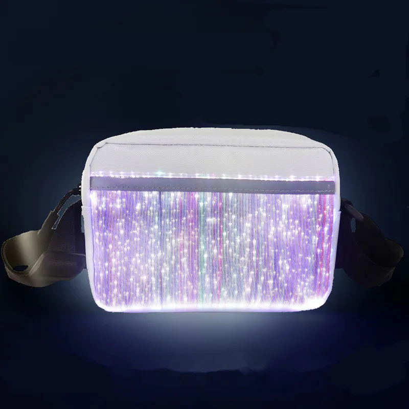 

2025 New Fashion Luminous LED Colorful Crossbody Shoulder Bags Optical Fiber Shine Square Bag Women Men Messenger Bag
