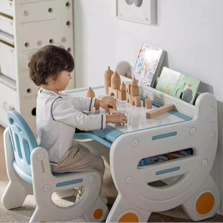 

Children's Desk with Drawing Board, Plastic Reading Activity Table Furniture and Chair Set, Children's Study Desk