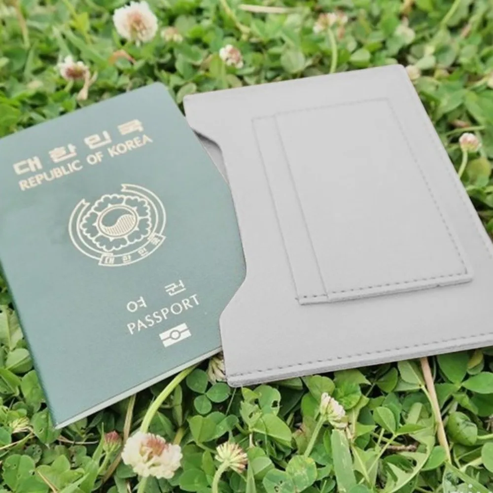 Draagbare effen kleur paspoorthoes Multifunctionele vliegtuig check-in kaarthouder PU lederen paspoortclip Ticketmap mannelijk