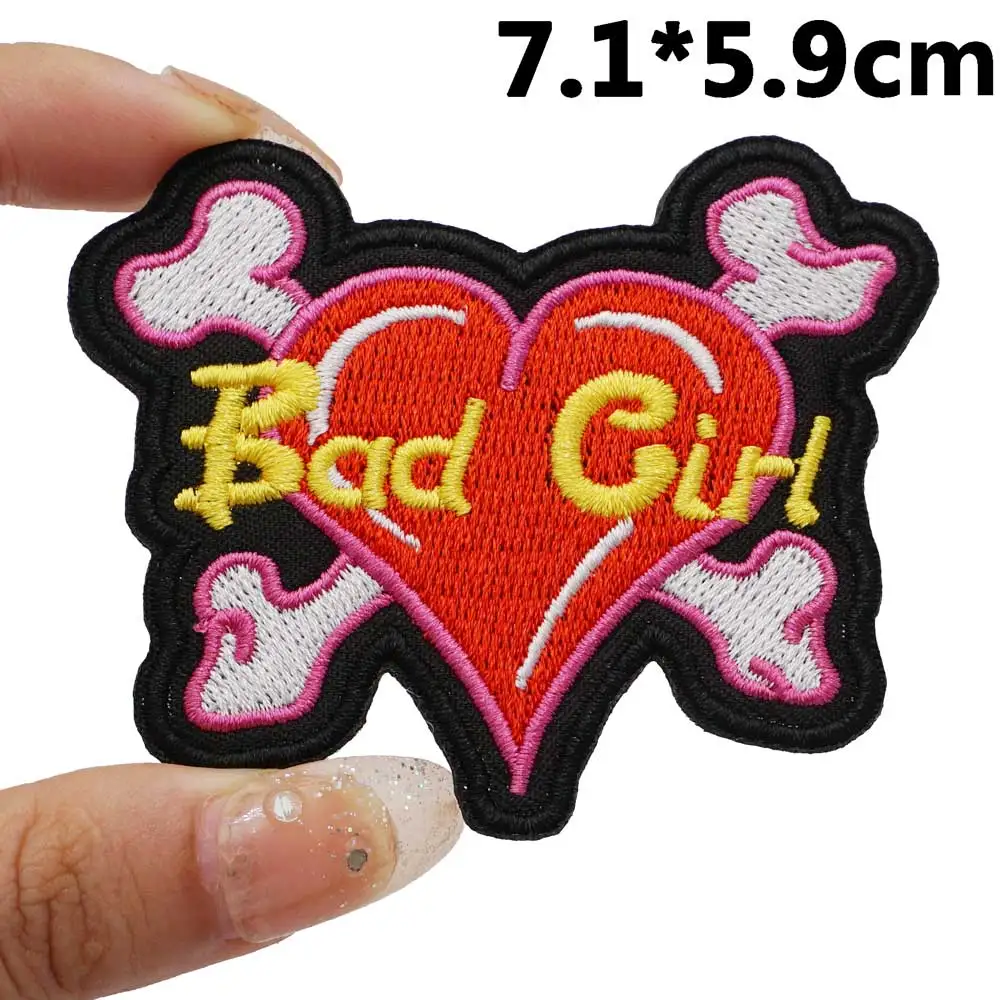 Lady Rider Embroidered Iron on Biker Patches Bad Girl Badge Motorcycle Knight Leather Vest Decoration Accessories  Appliques