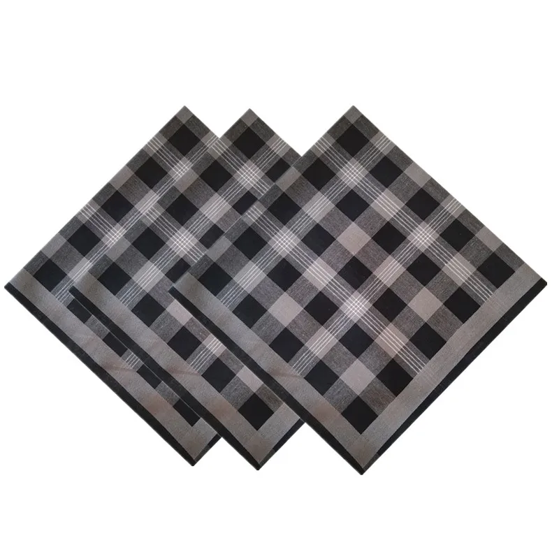 

3Pcs 43x43cm Square 100% Cotton Dark Color Classic Plaid Men Pocket Towel Wedding Party Gift Business Handkerchiefs