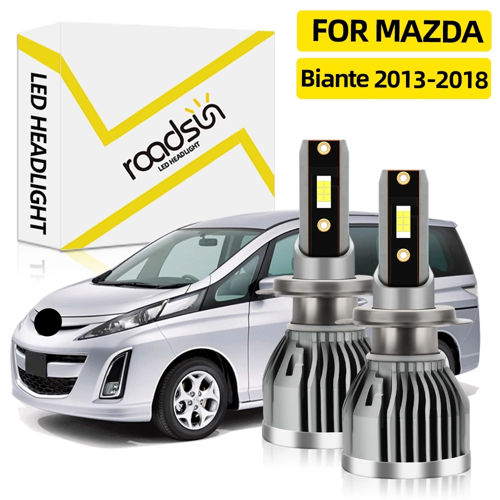 Mazda Biante 2013-2018 Car LED Headlight Bulbs H7 High Low Beam Headlamp 6000K White 22000LM Bright Lampu Depan Kereta