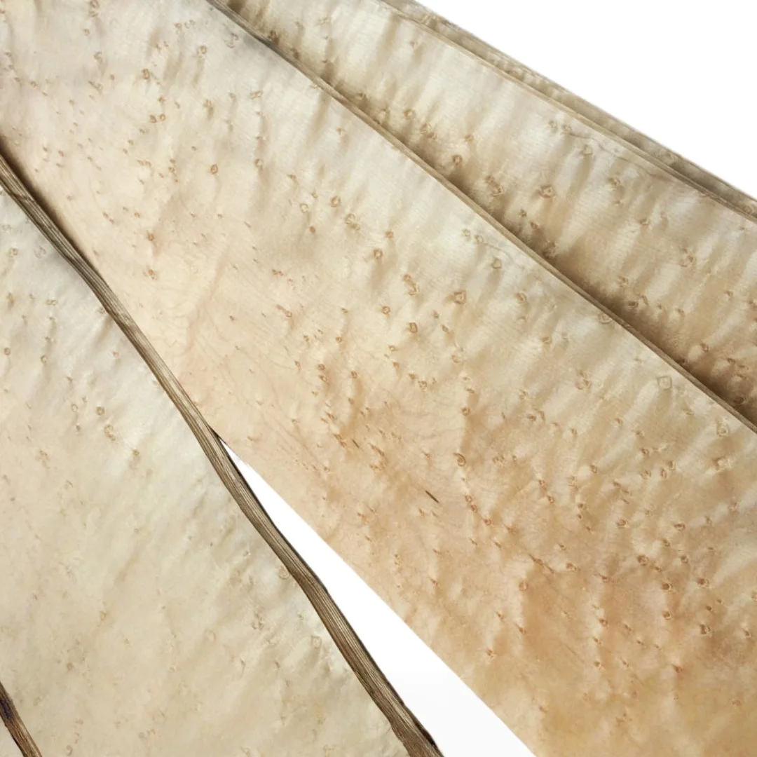 Natural Birdseye Maple Veneer, 250x11cm, For Display Table Surface Veneering & Furniture Veneering.