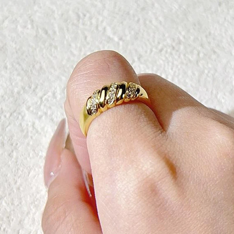 Kristall Stern Chunky Ring Für Frauen Vintage Trendy Gold Farbe Zirkonia Finger Stapeln Ringe Punk Zubehör Retro Schmuck R446