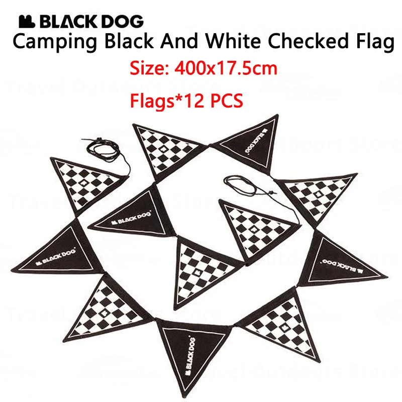 Naturehike BLACKDOG Festival Black and White Checked Pennant 4Mx12pcs Party Bunting Outdoor Camping Tent Hanging Decorative Flag