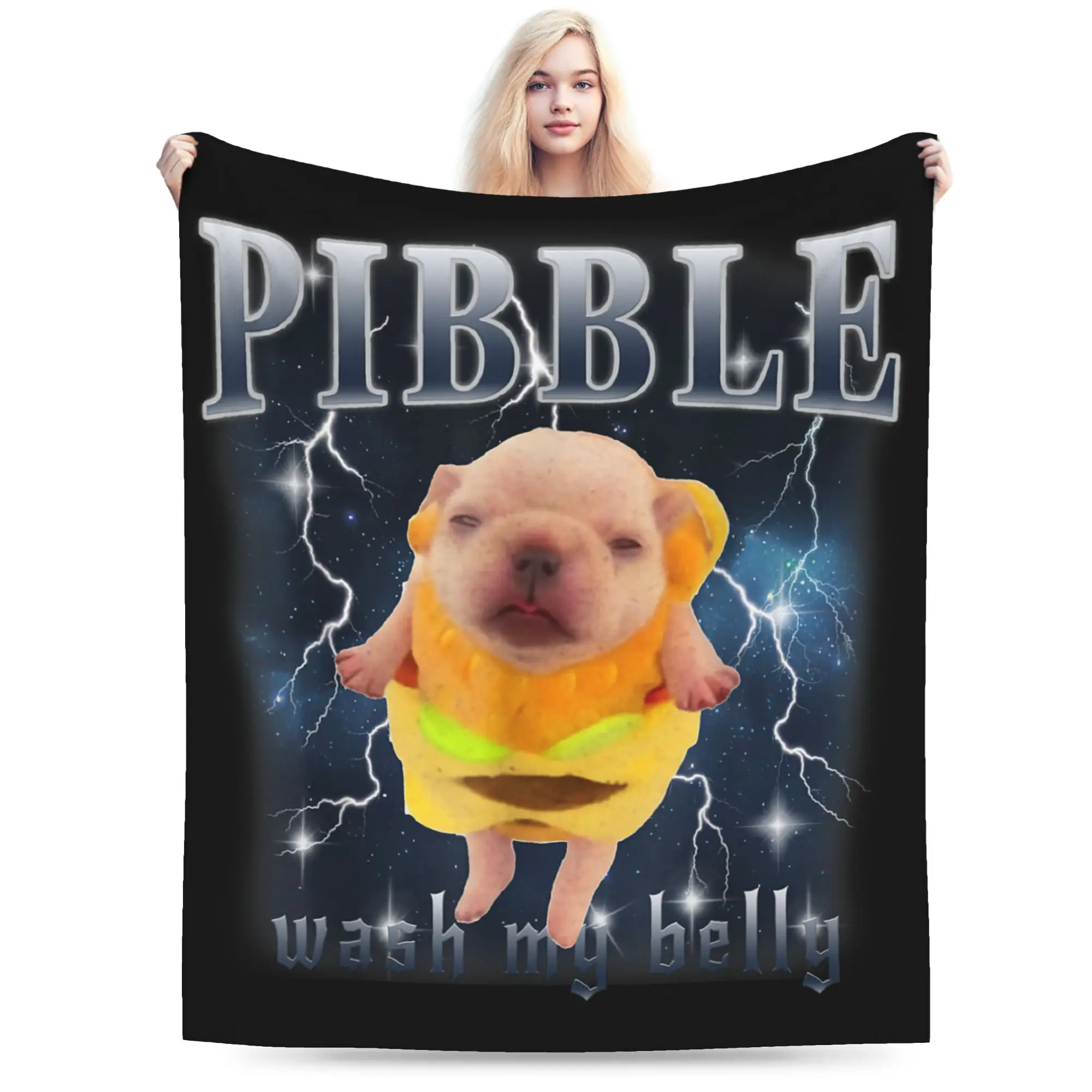 Funny Pibble Meme Wash My Belly Clean My Belly Meme Blanket Soft Plush Throw Blanket For Couch Chair Flannel Bedspread Bed Cover