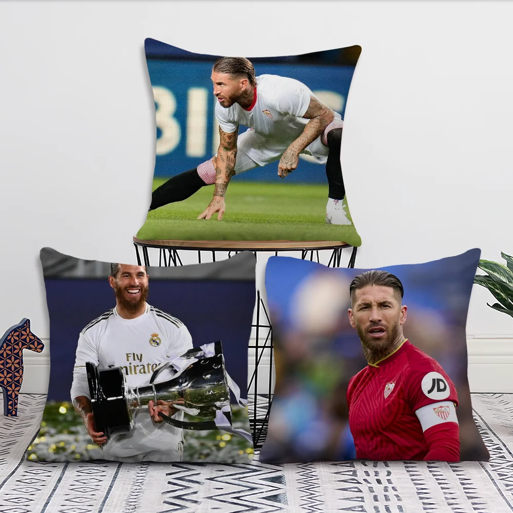 S-Sergio Ramos Pillow Case Square Cushion Room Bedroom Headboard Sofa Living Backrest Cushion Nap Time