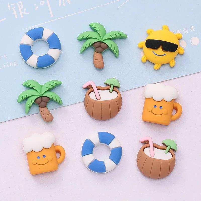 10pcs New Summer Coconut Juice Beer Resin Jewelry Accessories Mobile Phone Case Cream Glue Diy Material Water Cup Patch