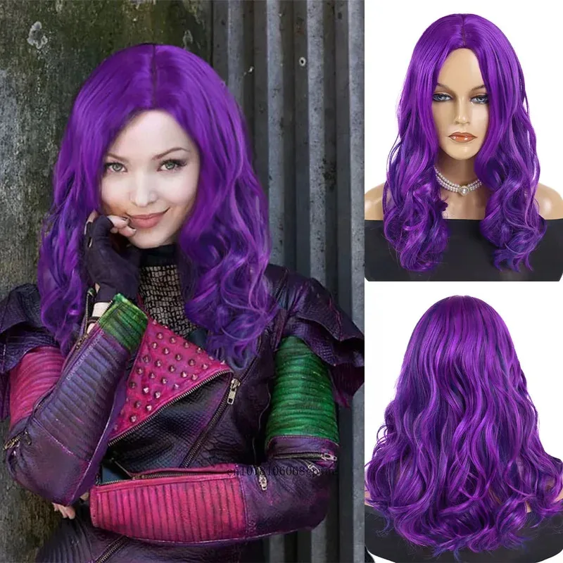 

Anime Purple Wig for Women Synthetic Long Wavy Wigs Cosplay Costume Party Halloween Christmas Heat Resistant Natural Looking