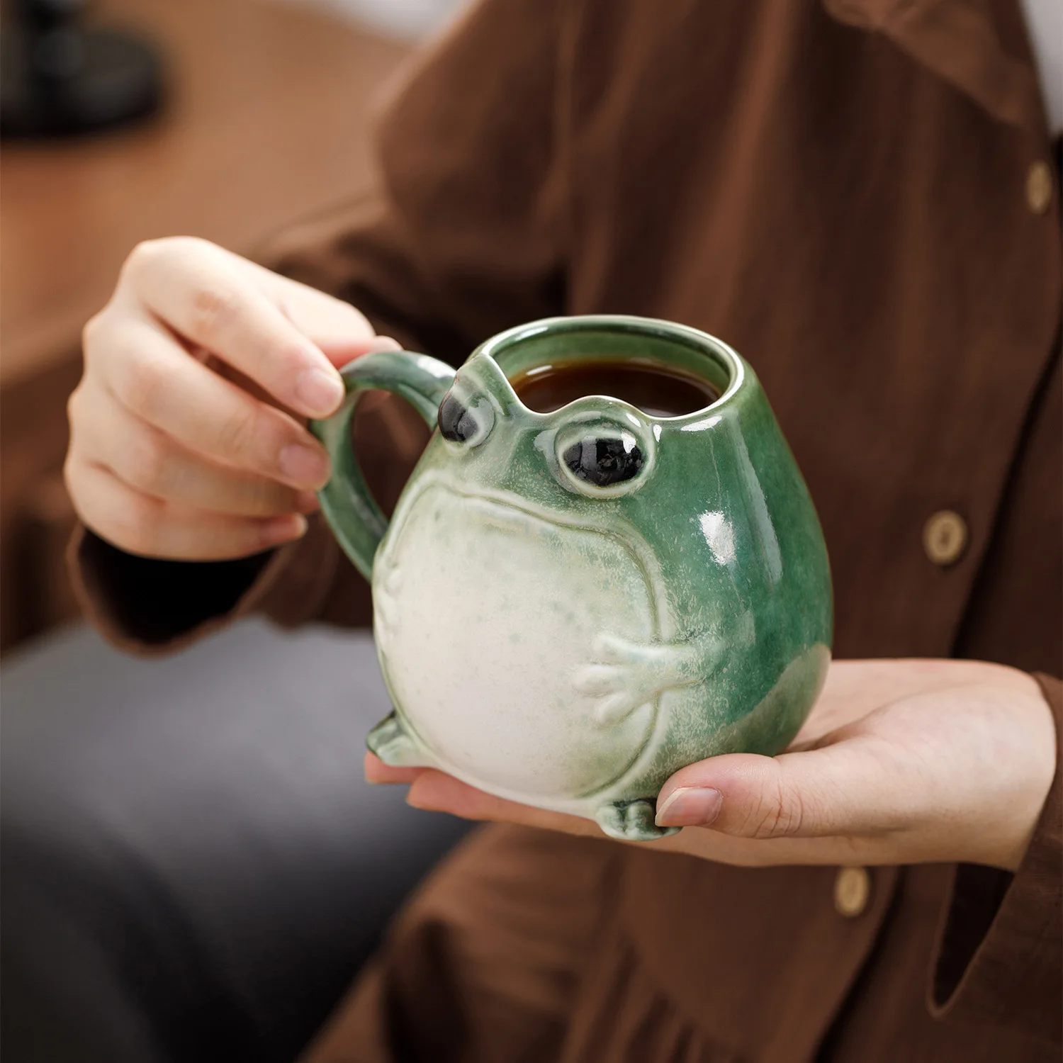 Creative Ceramic Cute Frog Mug Home Kitchen Mug Thick Cup Wall Big Eyed Frog Coffee Cup Abstract Gift Heal Your Funny Mugs 400ml