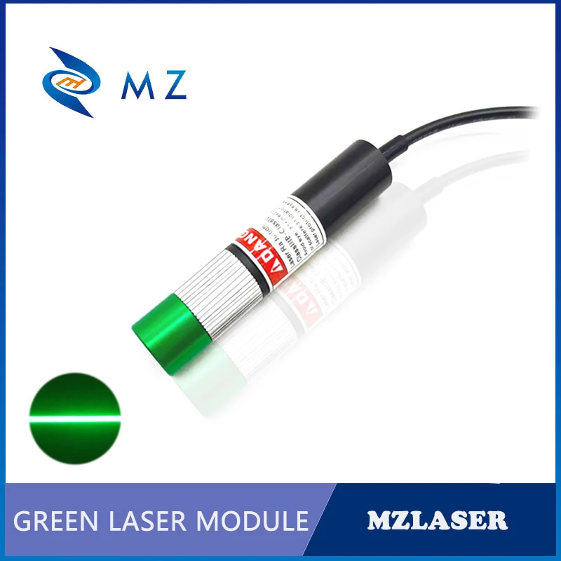 Verstelbare Scherpstellen D16mm 520nm 50Mw Glas Lens Groene Lijn Laser Module + Beugel + Voeding