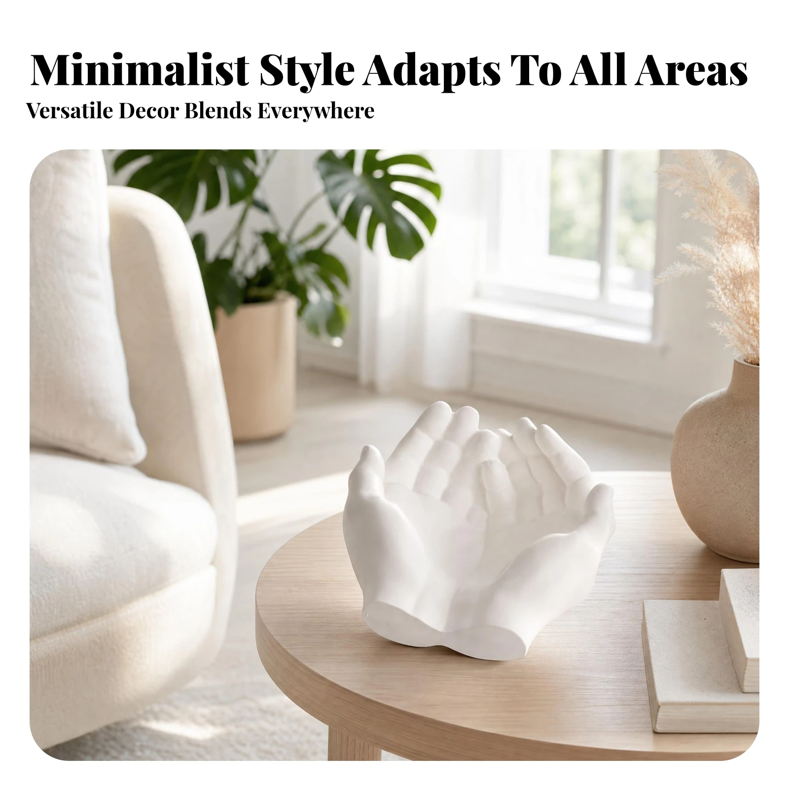 

Cupped Hands Dish Gypsum Hand-Shaped Bowl Fragrance Stone Ornament Matte Finish Display Piece White for Desktop, Entryway