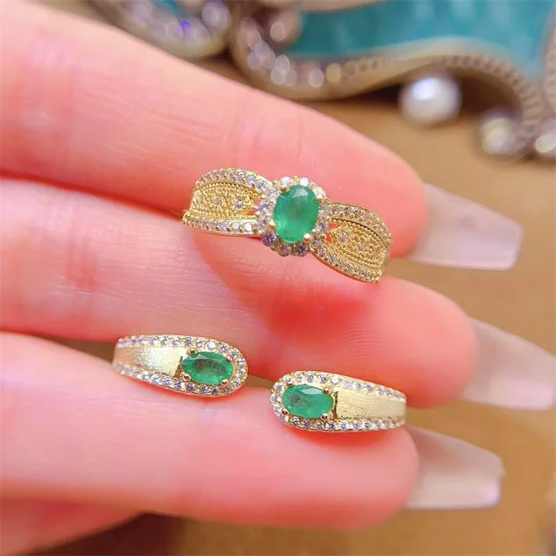 

925 Silver Natural Opal Jewelry Set Real Gemstone Ring Pendant Necklace for Girl with Certificate