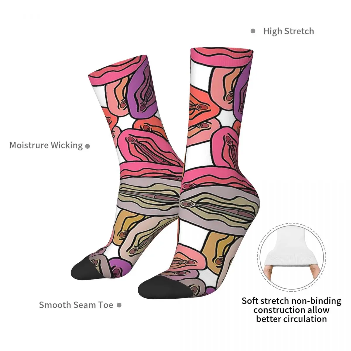 Vulva Colorful Pattern Socks Harajuku High Quality Stockings All Season Long Socks Accessories for Unisex Birthday Present