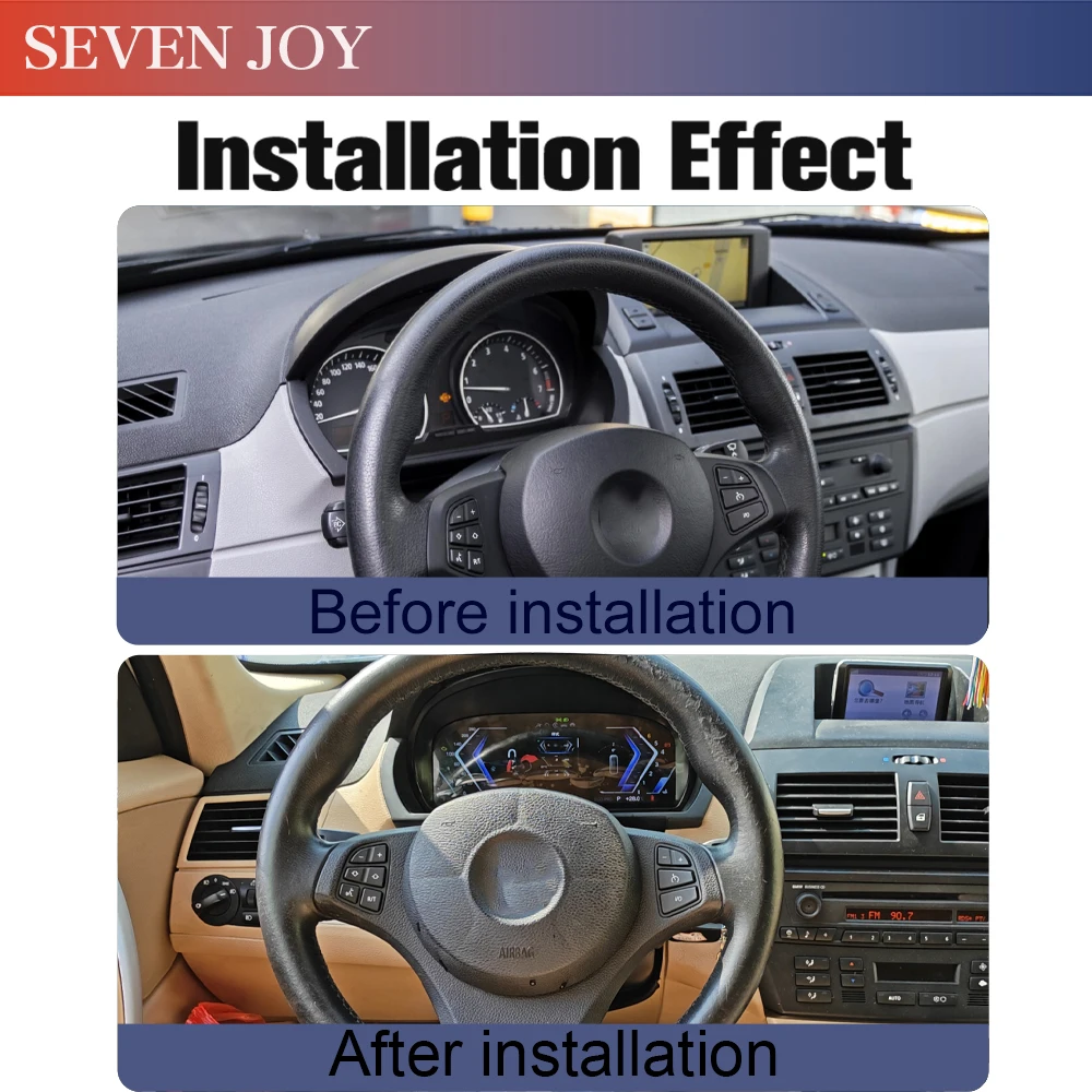 10.25” For BMW X3 E83 2006-2010 Car LCD Dashboard Digital Cluster Cockpit Instrument Speedometer Multifunctional Carplay