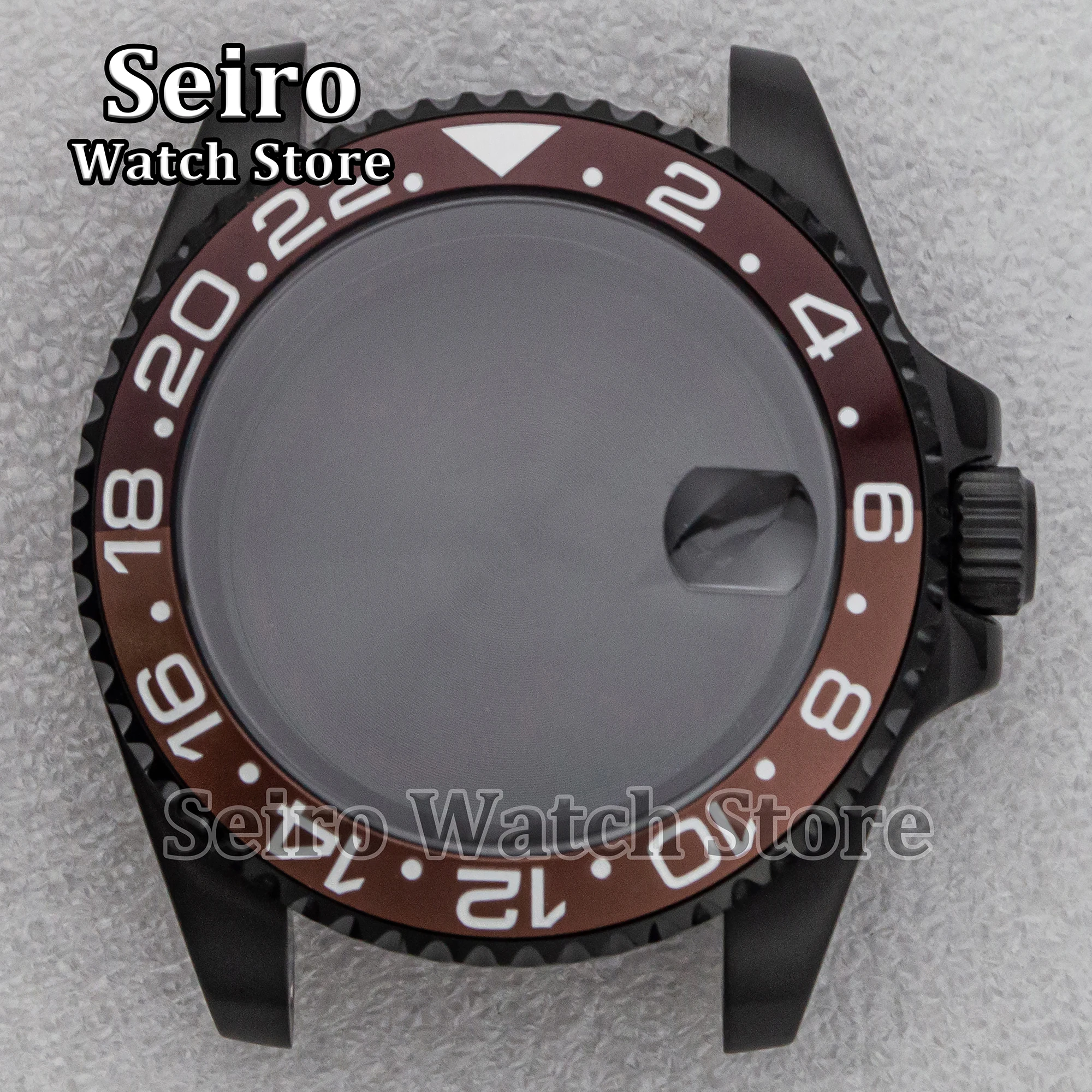 40MM NH35 Case PVD Black Stainless Steel Watchcase Sapphire Glass 10ATM Waterproof Modification for GMT NH34 NH36 Movement Parts