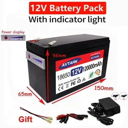 12V 120Ah 18650 lithium battery for Solar Panels 30A built-in high current BMS electric vehicle battery +12.6V charger