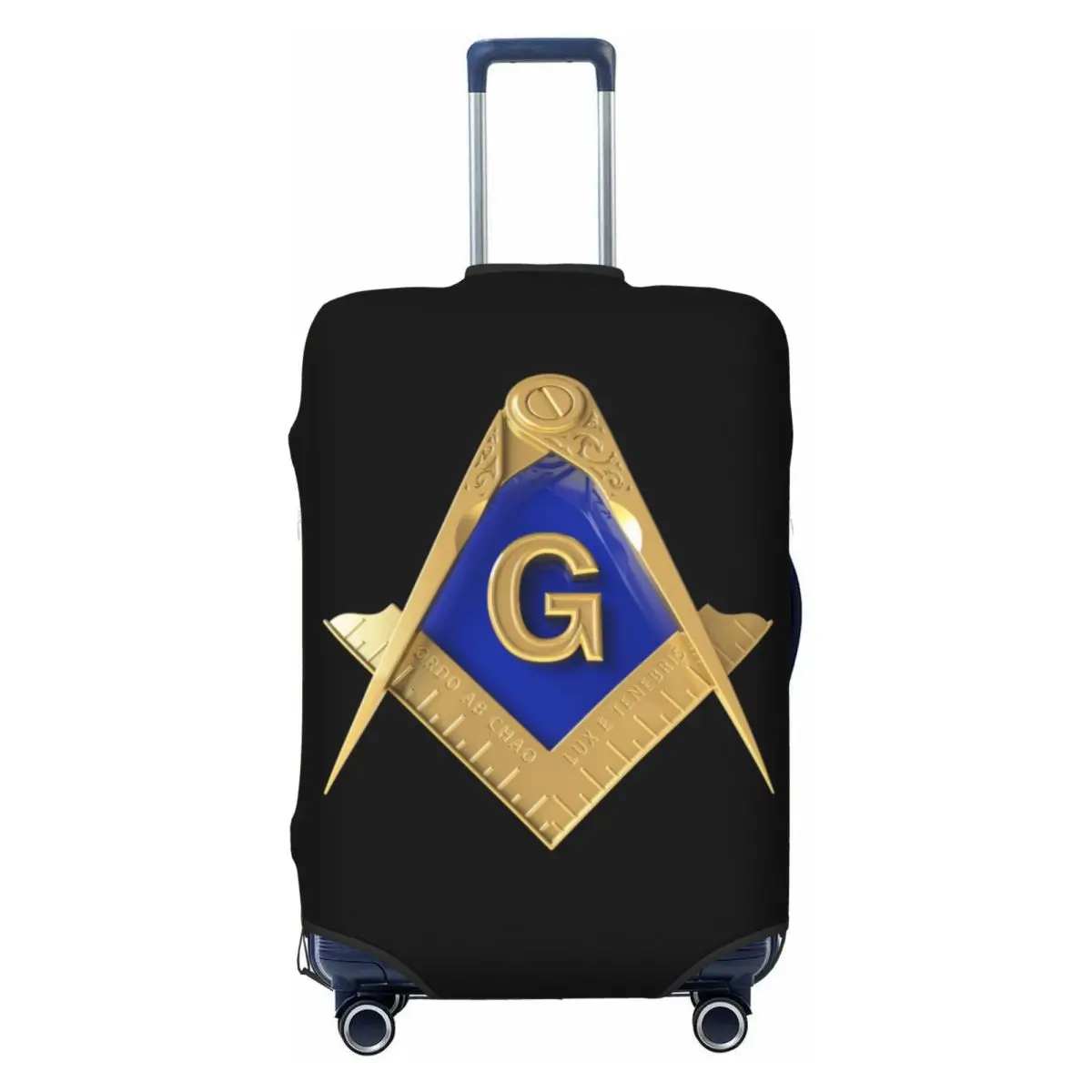 

Custom Custom Gold Square Compass Masonic Freemason Luggage Cover Protector Elastic Freemasonry Mason Travel Suitcase Covers
