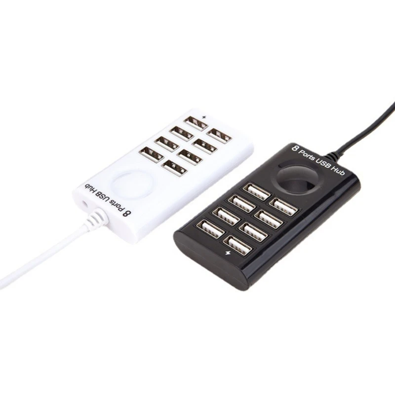 Fast Speed 8 Port USB 2.0 Hub with 100CM Cable Multiple Expander Overcurrent Protections for Multi Device Users