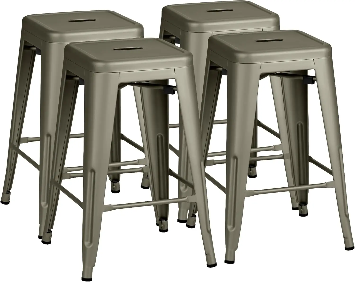 

24 Inches Metal Bar Stools Bar Height High Backless Stools Indoor Outdoor Stackable Kitchen Stools Set of 4