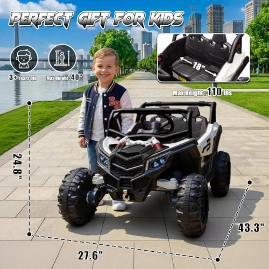 24V Ride On Car for,Battery Powered Electric Off-Road UTV Toys w/Remote Control, Gift Bow, 4x150W, 4WD/2WD, 3 Speeds, Shock Abs