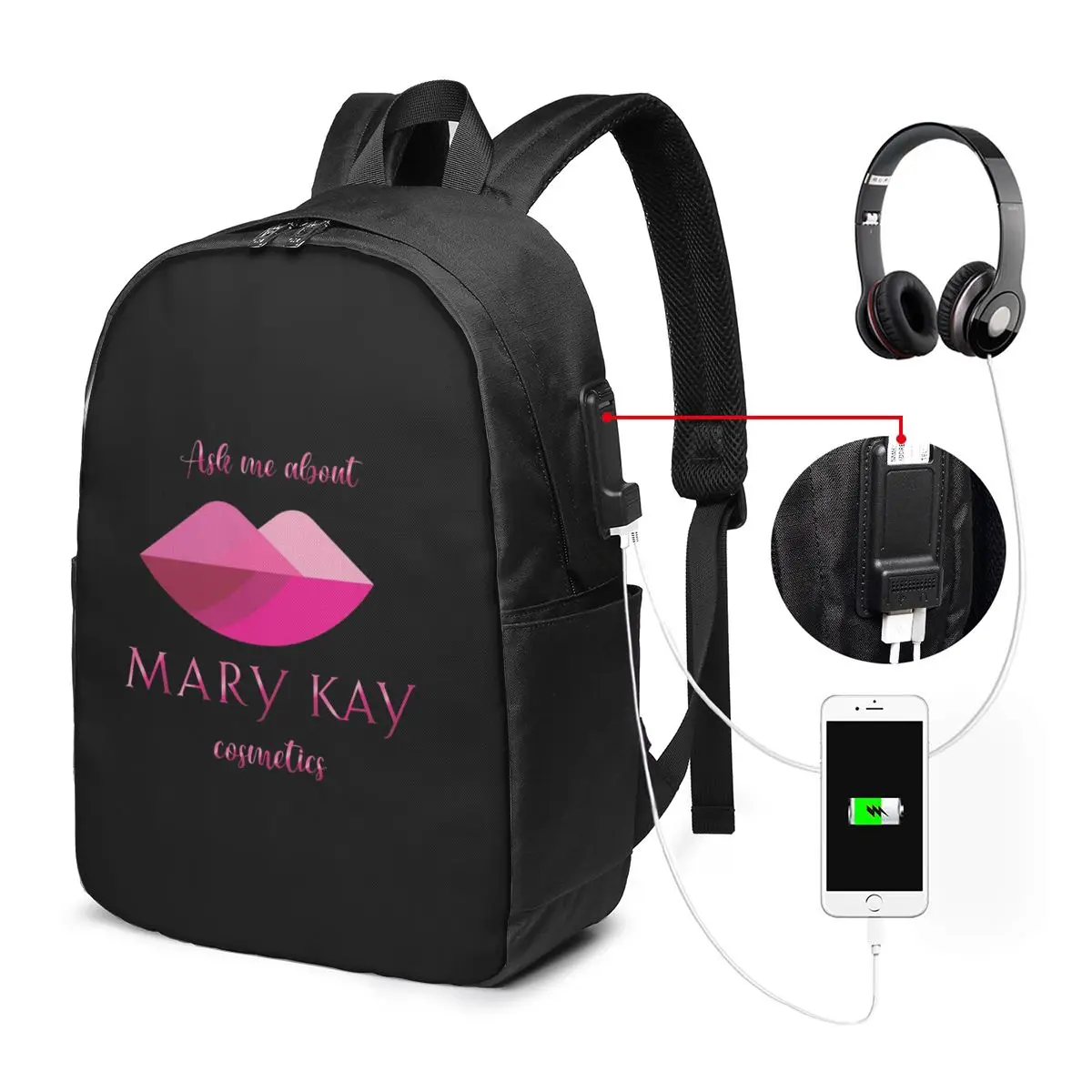 Pergunte-me sobre a Mochila de Cosméticos Mary Kay, Bolsa de Viagem para Notebook, Bolsa Escolar para Estudantes Universitários, Bolsa de Ombro para Laptop