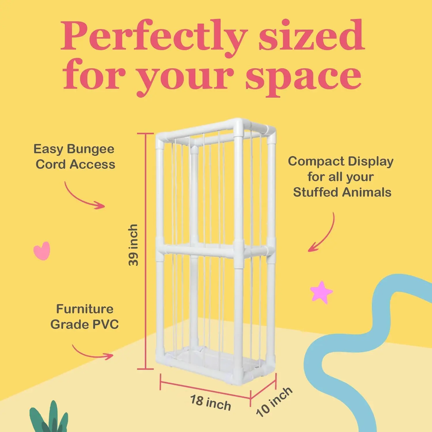 Stuffed Animal Zoo Storage - Standing Storage Organizer Display Made from Furniture-Grade, Easy to Assemble PVC, Stores More