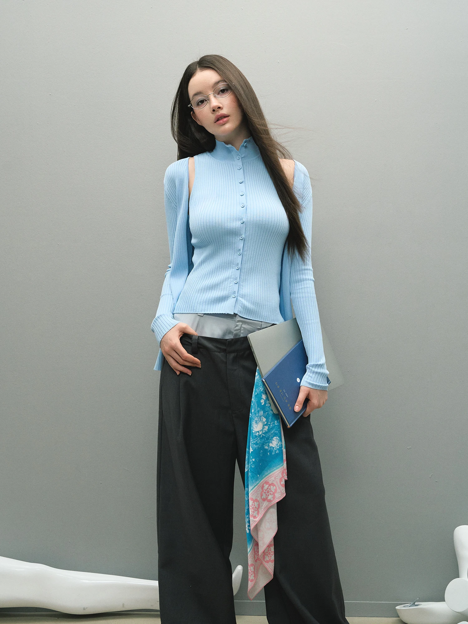 

LaluneDuCiel винтажные драпированные брюки с низкой талией, искусственный костюм из двух предметов, женские повседневные универсальные брюки длиной до пола