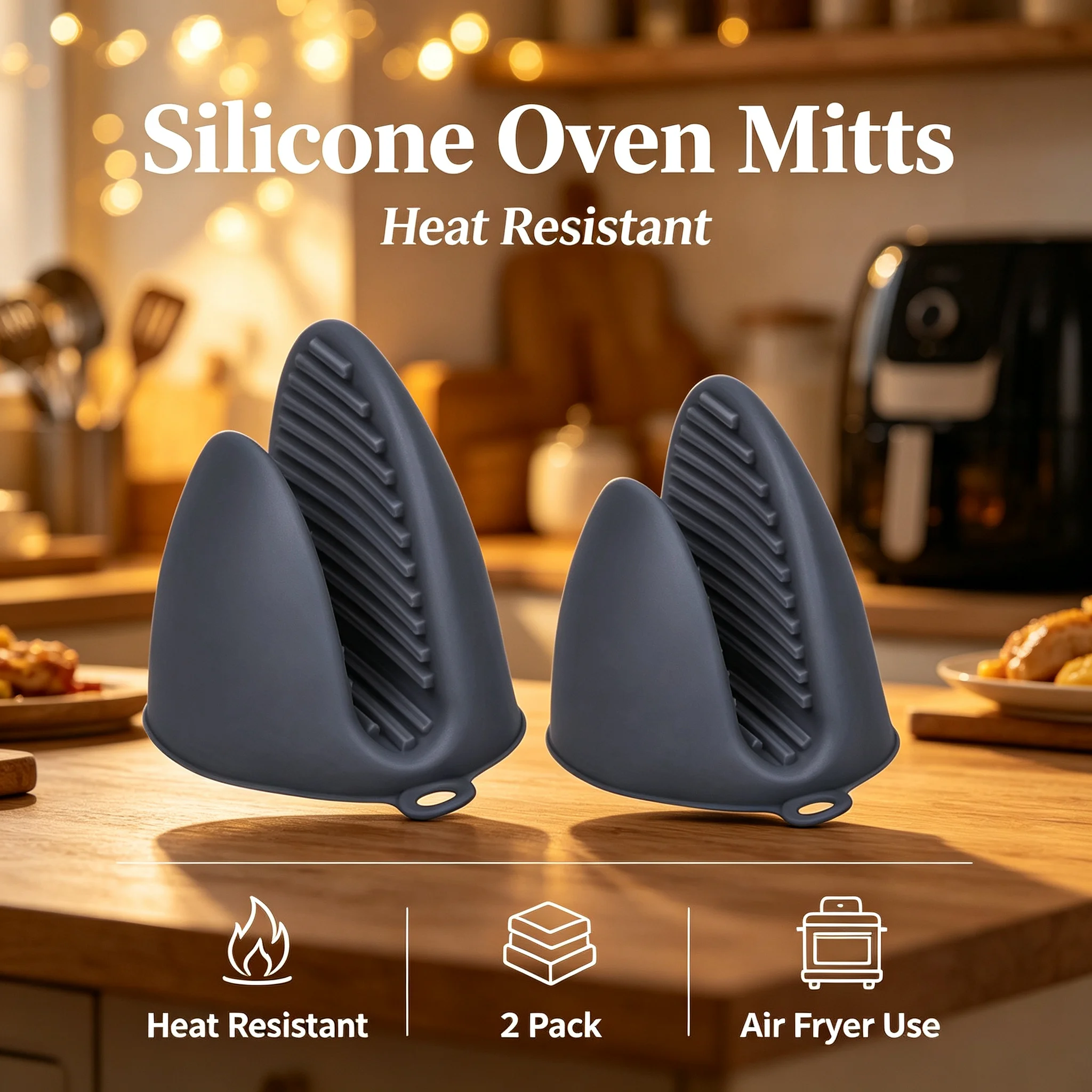 Oven Mitt Silicone - Conjunto de 2 Luvas de Silicone