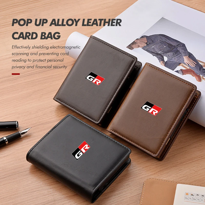 For Toyota Pop-up Leather Car Card Holder Wallet Bank Card holder Auto Accessories GR Sport Gazoo Racing Yaris 86 Corolla Hilux view 3