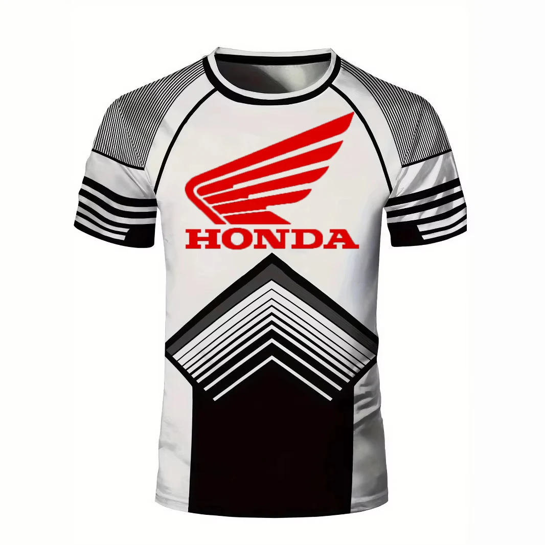 

2026 Motorcycle Enthusiasts Honda Motorcycle Men's T-shirt Short Sleeve Daily Street Biker Hip-hop Personality Racing Top