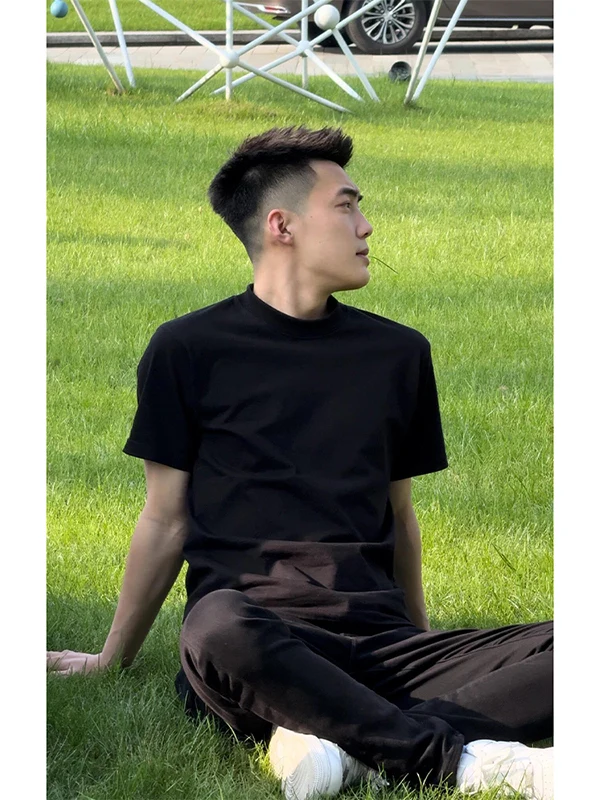 

Bla Slim Fit ort Sve T-irt Men's Faion Brand Casual Summer Top Quali Cotton Blend Iron-Free round Ne Tee