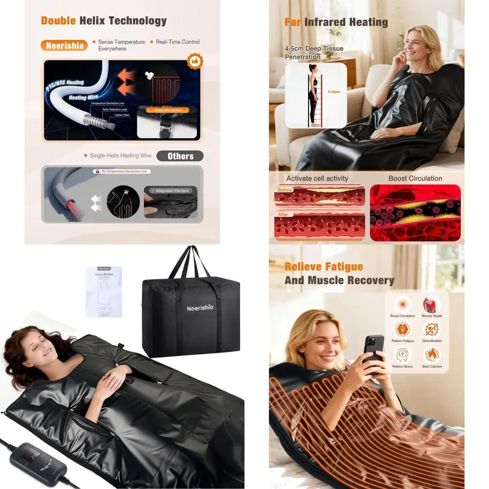 

Портативное инфракрасное одеяло-сауна с функциями детоксикации и релаксации, моющееся, с таймером и пультом дистанционного управления