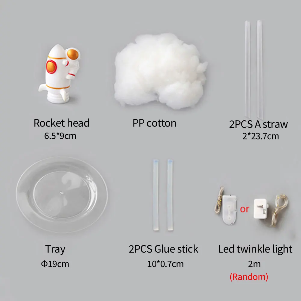 우주 비행사 야간 조명 세트, 2m 우주 테마 LED 조명 스트링, USB 충전, 독특한 DIY 소형 로켓 램프, 새로운 크리에이티브