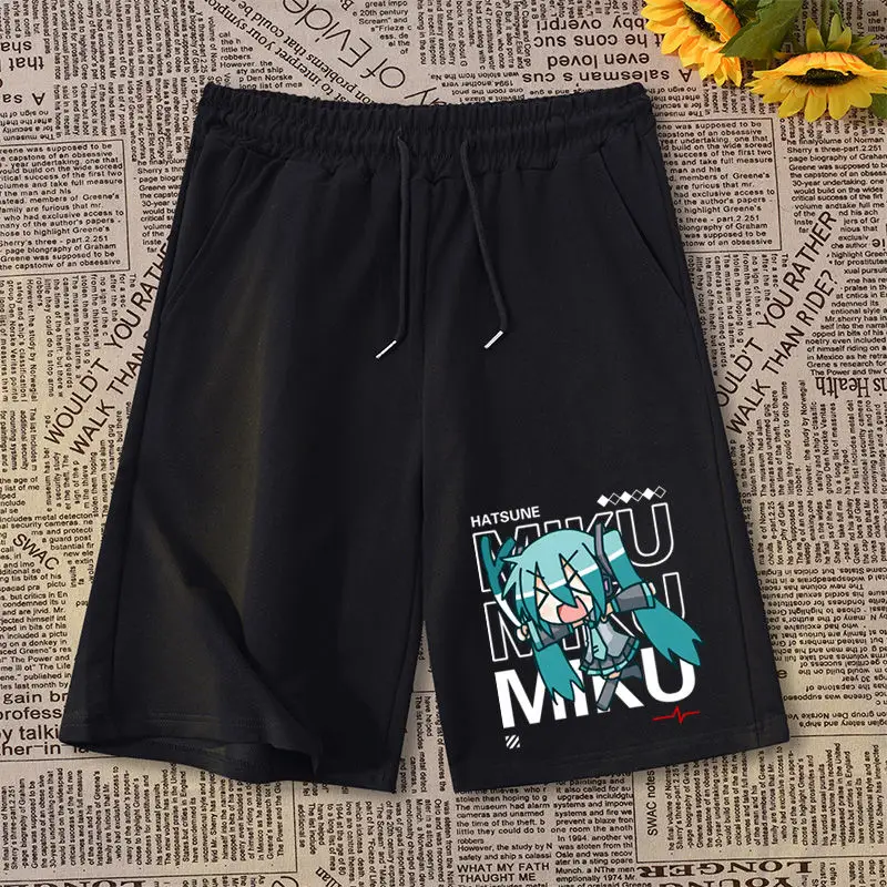 

Hot Anime Hatsune Miku Summer Workout Gym Shorts Unisex Breathable Casual Athletic Shorts with Pockets Running Short Plus Size