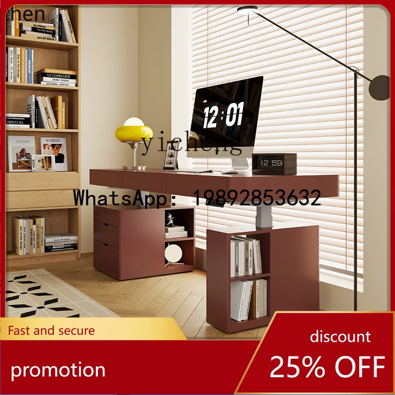 

HT Electric Lifting Table with Drawer Storage Standing Solid Painting Double Modern Simple Computer Desk