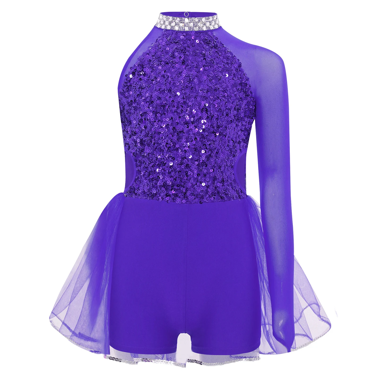 Costume da ballo latino per ragazze per bambini, corpetto con paillettes scintillanti, body con gonna in tulle, tuta da ginnastica lirica, abbigliamento da ballo jazz