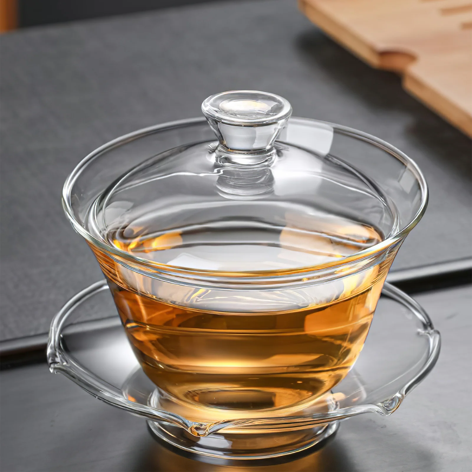 

1 комплект, китайская чайная чашка, прозрачное стекло, винтажная декоративная чайная чашка, бытовая практичная миска для горячего чая, офисная китайская прозрачная чайная чашка